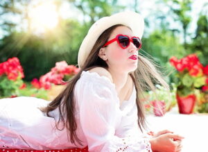 Woman wearing a sun hat outdoors