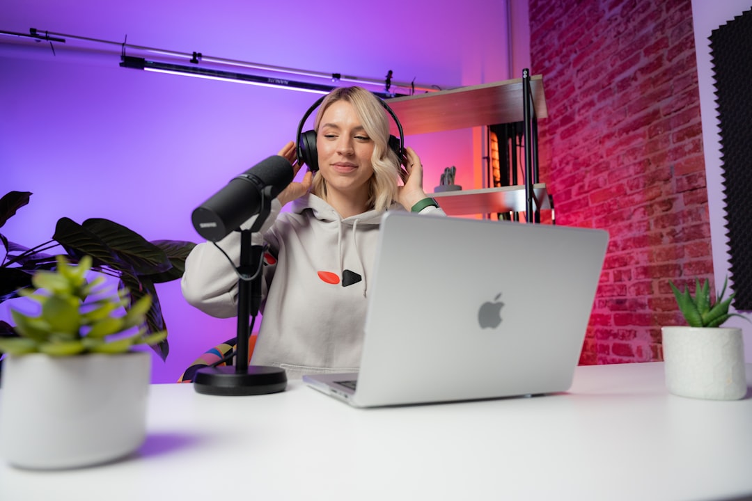 Content creator working in a professional video studio