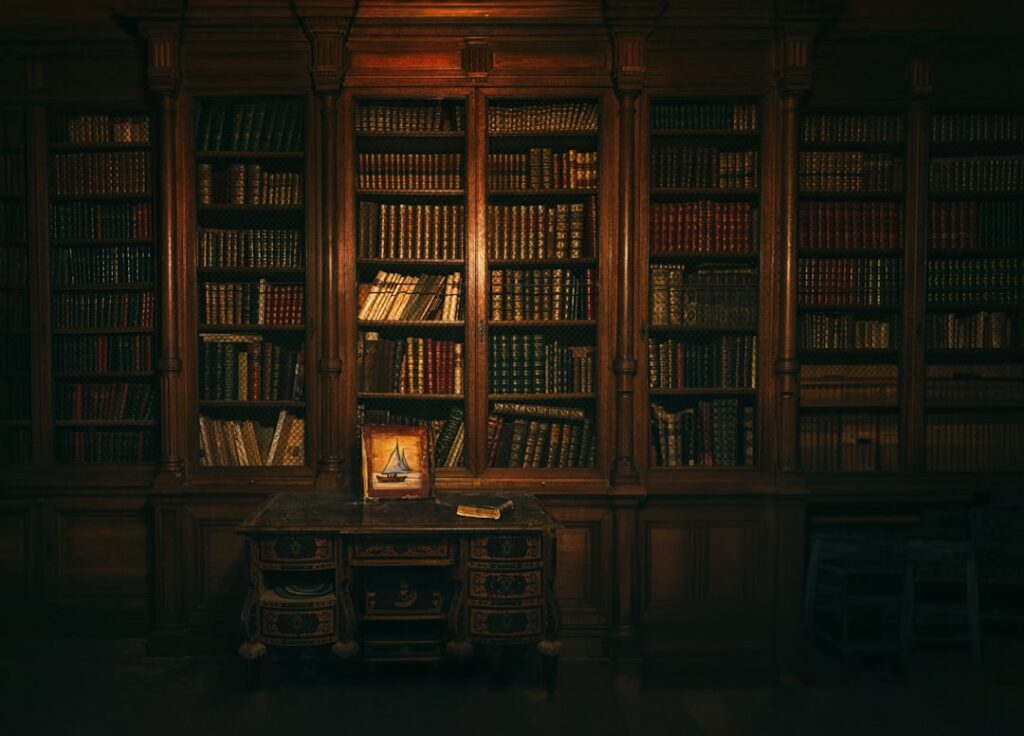 Library and research workspace representing curated dating and culture resources