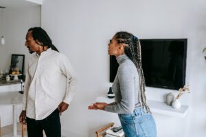 Couple in conflict illustrating silent treatment versus taking space