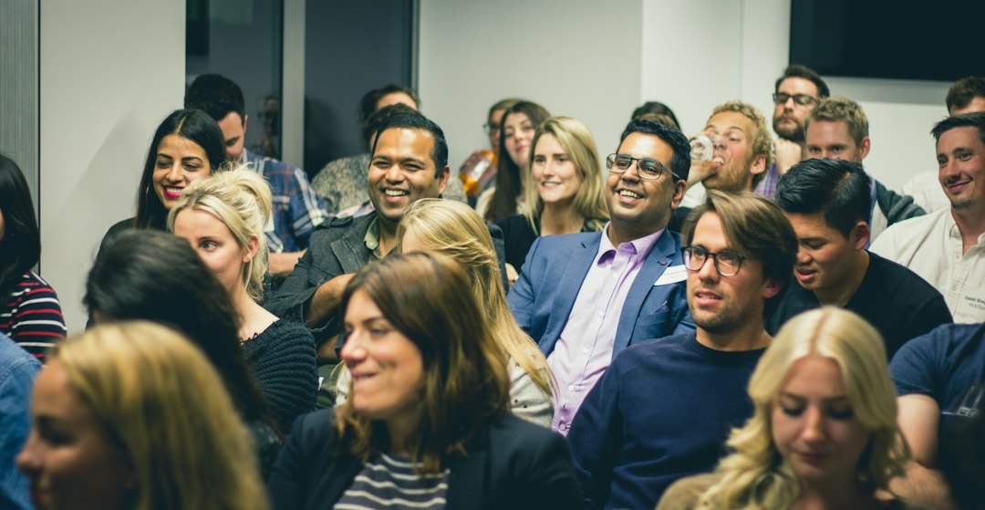 People gathered for a live workshop