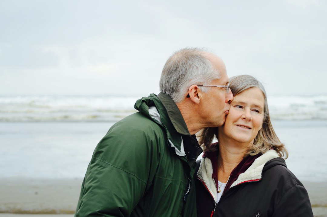 A mature couple showing affection