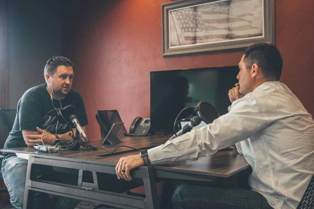 Men having a podcast discussion
